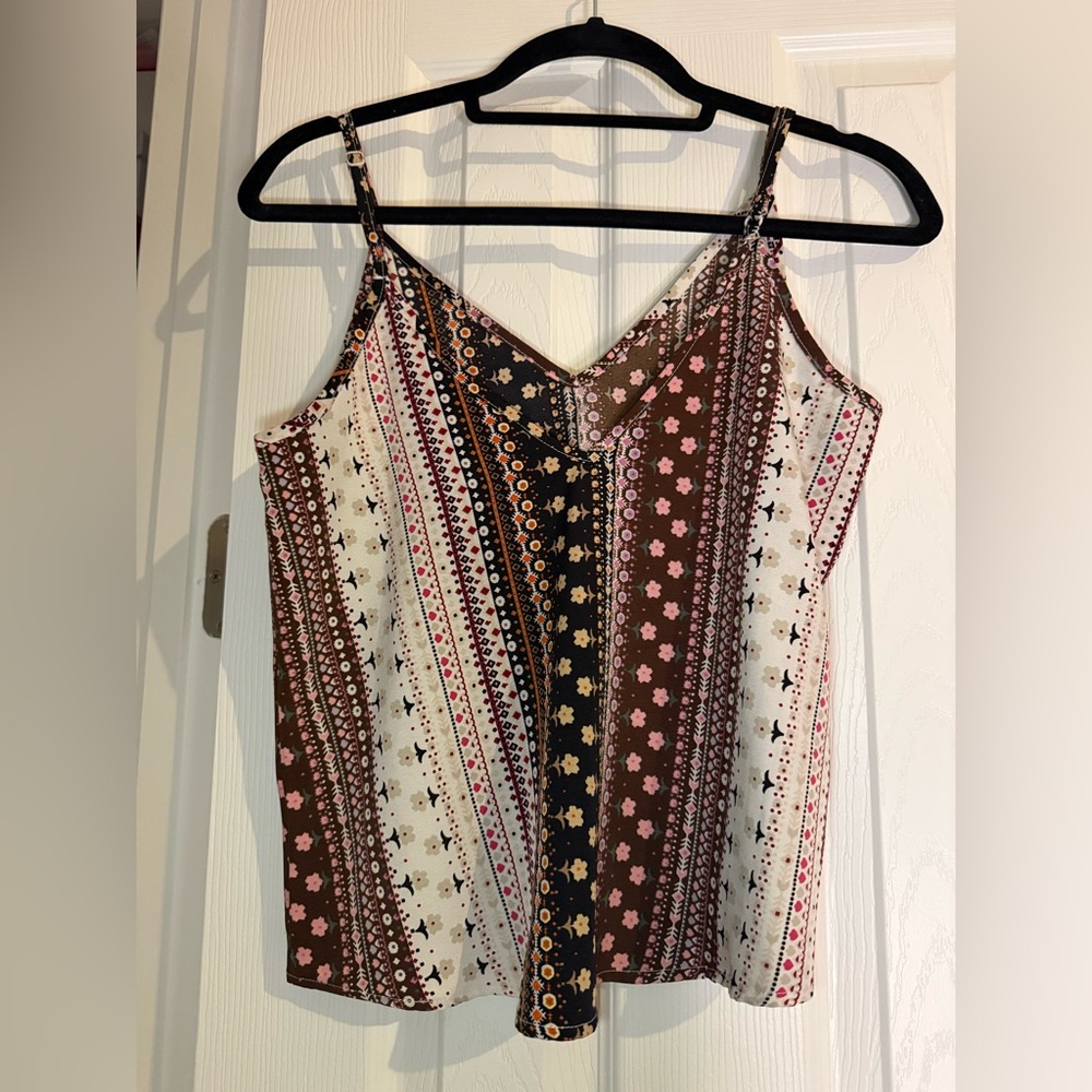 SHEIN Multicolor Striped Floral Tank Top